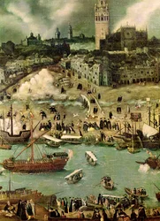 Der Hafen von Sevilla, ca. 1590 (Detail)